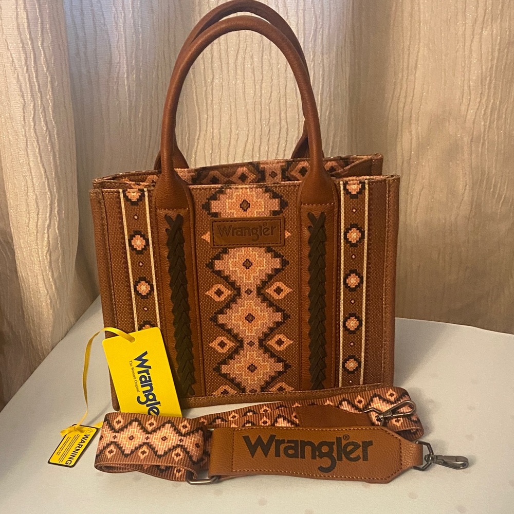 Beautiful Wrangler Tan and Brown Geometric Tote